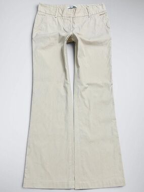 Y2K How & Wen Cream Micro Stripe Low Rise Flare Trouser Pants